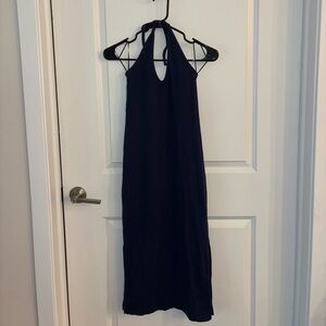 Navy Blue Halter Midi Dress